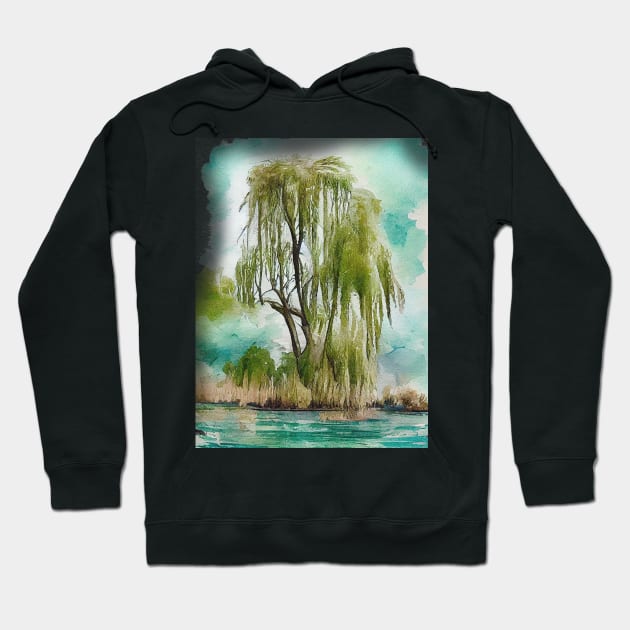 Weeping willow tree watercolor painting #1 Hoodie by RunAki